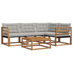 vidaXL Lauko sofos komplektas 5 pcs Natūrali ir &scaron;viesiai pilka