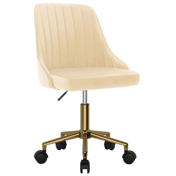 vidaXL Pasukamos valgomojo kėdės, 6vnt., kreminės spalvos, aksomas