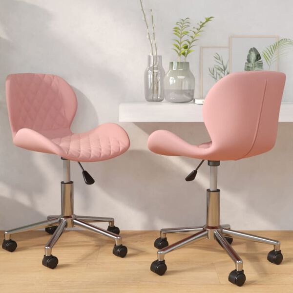 vidaXL Pasukamos valgomojo kėdės, 2vnt., rožinės spalvos, aksomas
