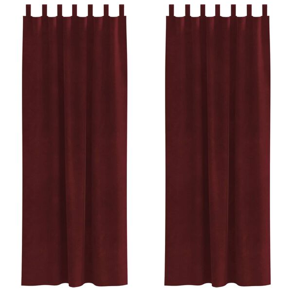 vidaXL Užtemdymo užuolaidos 2 pcs Vyno raudona 140 x 225 cm Aksomas