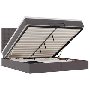 vidaXL Osmanų lovos rėmas su čiužiniu, pilka, 180x200cm, dirbtinė oda