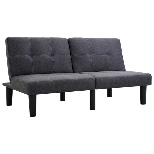 vidaXL Dvivietė sofa, tamsiai pilkos spalvos, audinys