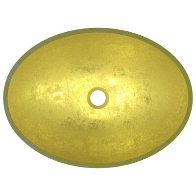 vidaXL Praustuvas, auksinės spalvos, 50x37x14cm, stiklas