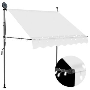 vidaXL Rankiniu būdu i&scaron;traukiama markizė su LED, kreminė, 100cm