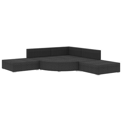 vidaXL Sodo komplektas su pagalvėlėmis, 6 dalių, juodas, poliratanas
