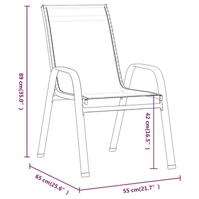 vidaXL Sudedamos sodo kėdės, 2vnt., pilkos, tekstileno audinys
