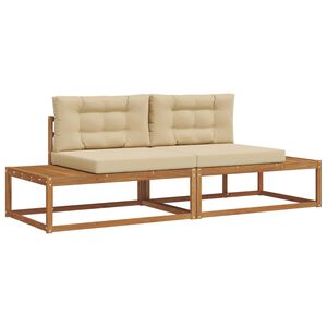 vidaXL Lauko sofos komplektas su pagalve Natūralus ir bežinis