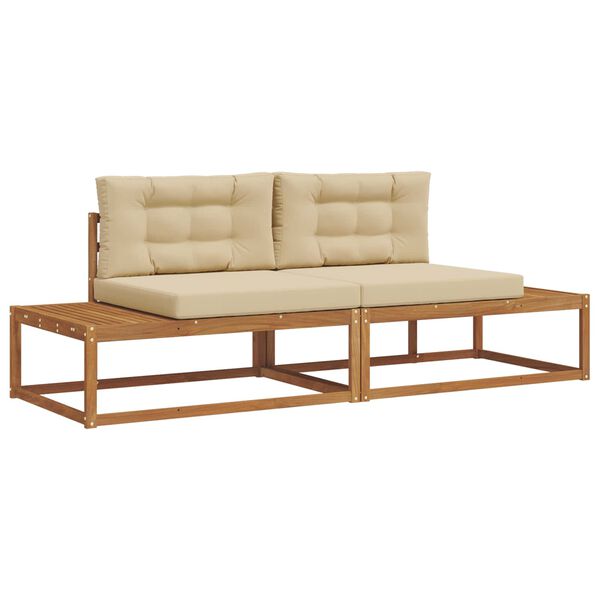 vidaXL Lauko sofos komplektas 2 Vienetas Natūralus ir bežinis