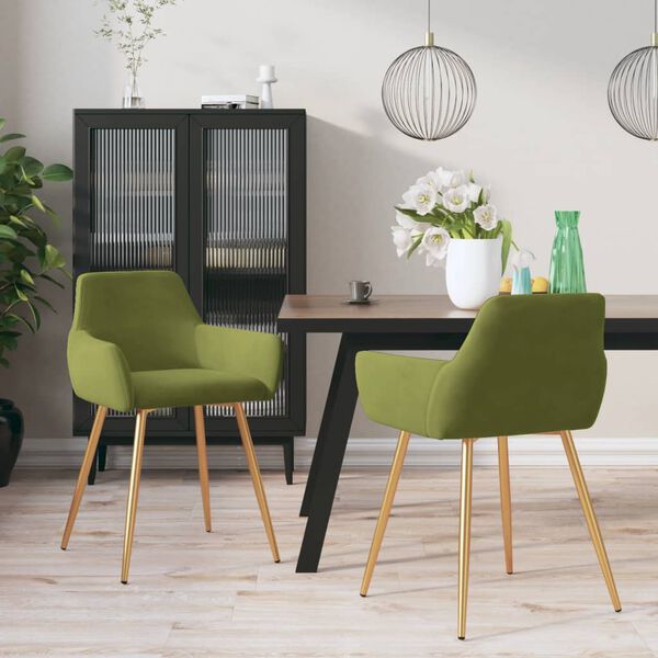 vidaXL Valgomojo kėdės, 2vnt., &scaron;viesiai žalios spalvos, aksomas