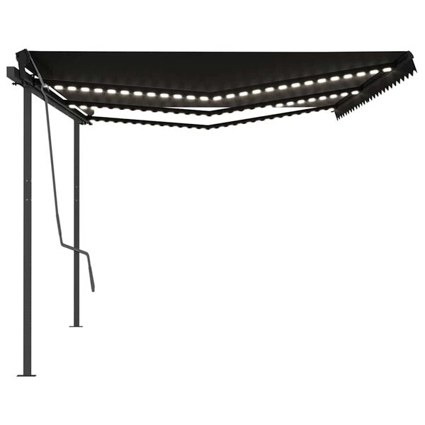 vidaXL Automatinė markizė su LED/vėjo jutikliu, antracito, 6x3m