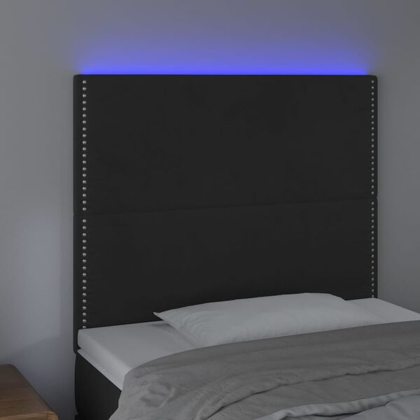 vidaXL Galvūgalis su LED, juodos spalvos, 100x5x118/128cm, aksomas
