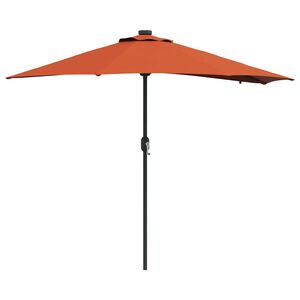 vidaXL Sodo skėtis Terakotos 294 x 150 x 223 cm Poliesteris ir plienas