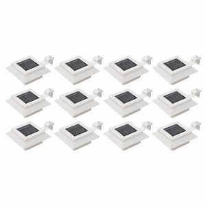 vidaXL Saul. en. įkr. LED lauko &scaron;vies., 12vnt., balt. sp., 12cm, kvad.