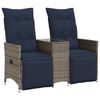 vidaXL Atlo&scaron;iama sodo sofa, 2 vietų, su staliuku, pilka, polirotangas