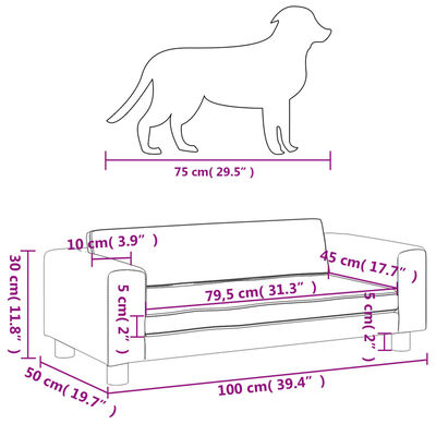 vidaXL Lova šunims su prailginimu, pilka, 100x50x30cm, dirbtinė oda