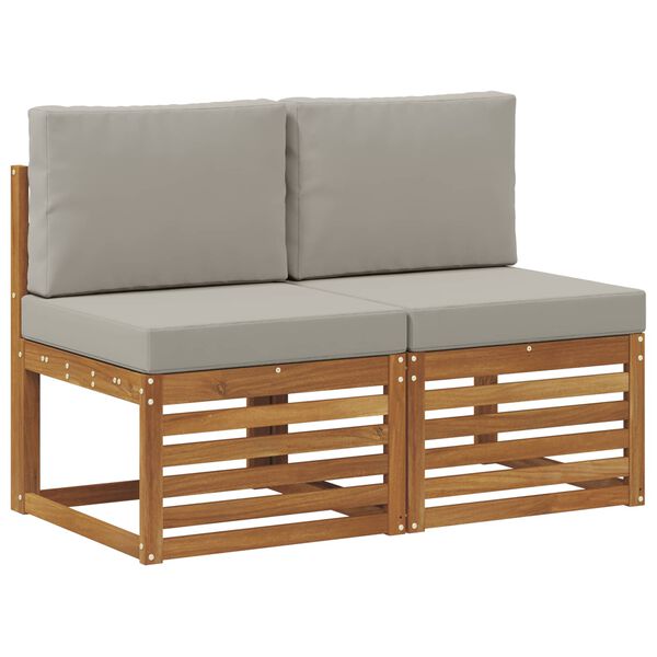 vidaXL 2 Vienetas Lauko Vidurinis Sofa Kietos akacijos mediena