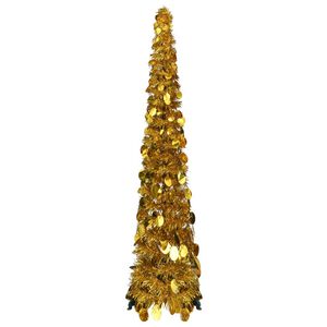 vidaXL I&scaron;skleidžiama dirbtinė Kalėdų eglutė, auksinė, 120cm, PET