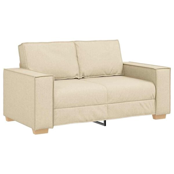 vidaXL Dvivietė sofa, kreminės spalvos, 120 cm, audinys
