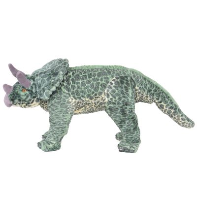 vidaXL Stovintis pliušinis žaislas triceratopsas, žalios spalvos, XXL