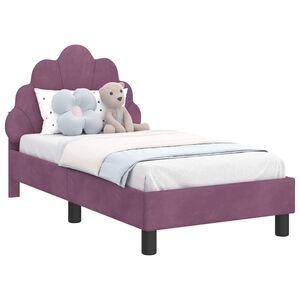 vidaXL Vaiki&scaron;ka Lovo Rėmas su Galvūgaliu Violetinė 70 x 140 cm Aksomas