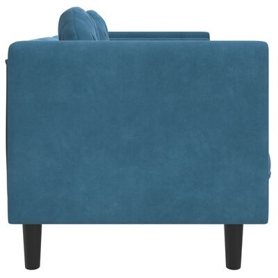 vidaXL Dvivietė sofa su pagalvėlėmis, mėlynos spalvos, aksomas