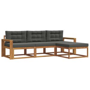 vidaXL Lauko sofos komplektas su pagalve 4 pcs Natūralus ir antracitas