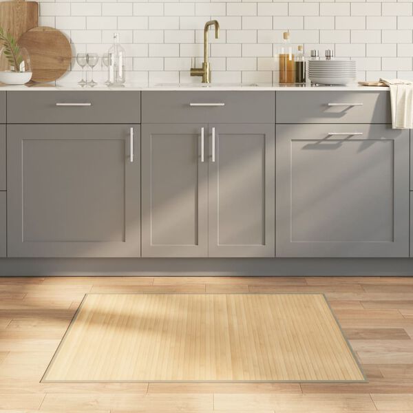 vidaXL Kilimas, &scaron;viesus natūralus, 80x100cm, bambukas, stačiakampis