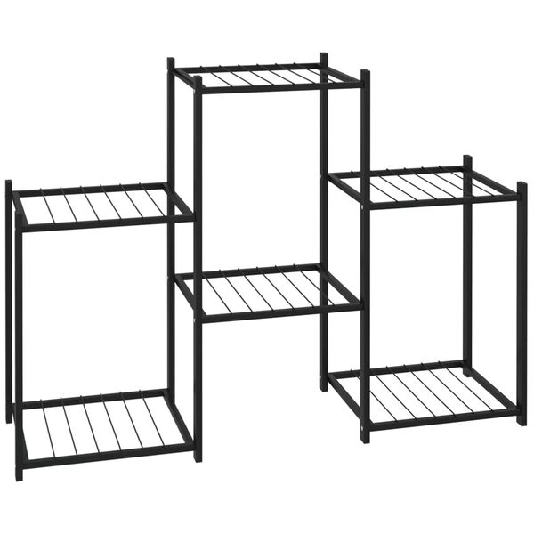 vidaXL Gėlių stovas, juodos spalvos, 83x25x60cm, geležis