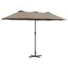 vidaXL Sodo skėtis Taupe 370 x 197 x 239 cm Poliesteris ir aliuminis