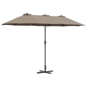 vidaXL Sodo skėtis 370 x 197 x 239 cm Poliesteris ir aliuminis Taupe