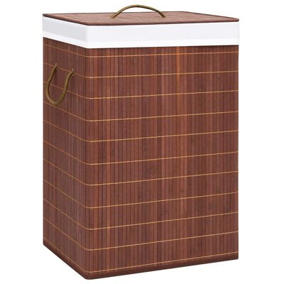 vidaXL Skalbinių krepšys su 2 skyriais, rudos spalvos, bambukas, 72l
