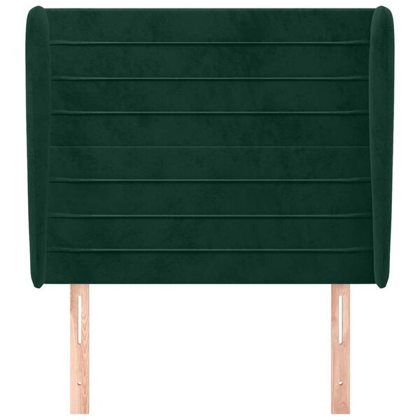 vidaXL Galvūgalis su auselėmis, tamsiai žalia, 93x23x118/128cm,aksomas