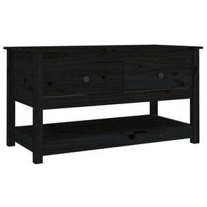 vidaXL Kavos staliukas, juodas, 102x49x55cm, pu&scaron;ies medienos masyvas