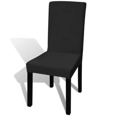 vidaXL Tiesūs įtempiami kėdžių užvalkalai, 4vnt., juodos spalvos