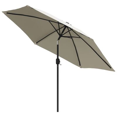 vidaXL Gembinis skėtis su LED, smėlio baltos spalvos, 3m