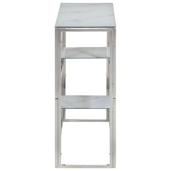 vidaXL Konsolinis staliukas, sidabrinis, plienas ir grūdintas stiklas