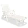 vidaXL Saulės gultas su atrama kojoms, plastikas, baltas