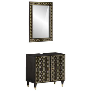 vidaXL Vonios kambario baldų komplektas, 2 dalių, mango masyvas