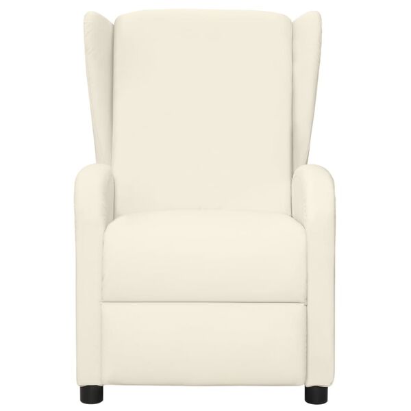 vidaXL Atsistojantis masažinis krėslas, kreminis, dirbtinė oda