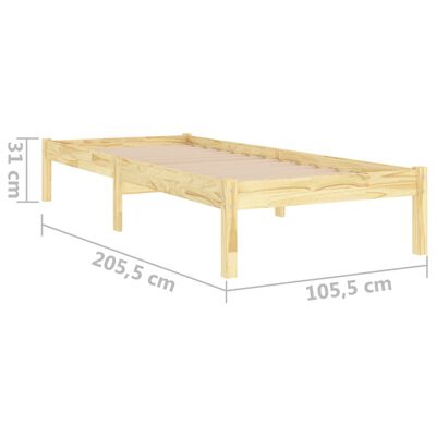 vidaXL Lovos rėmas, 100x200cm, pušies medienos masyvas