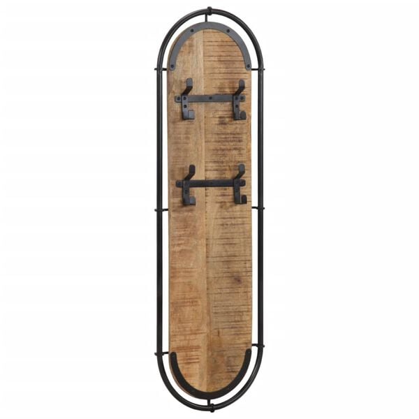 vidaXL Sieninės paltų kabyklos su 4 kabliukais, 2vnt., mango masyvas