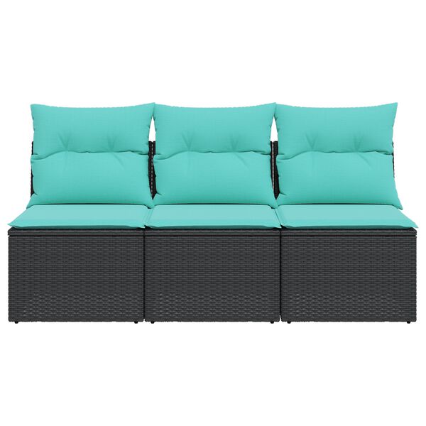 vidaXL Sodo sofa su pagalve Juoda 165 x 62 x 69 cm Poli ratanas