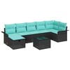 vidaXL Sodo Sofų Rinkinys su pagalve 8 pcs Juoda Poli ratanas
