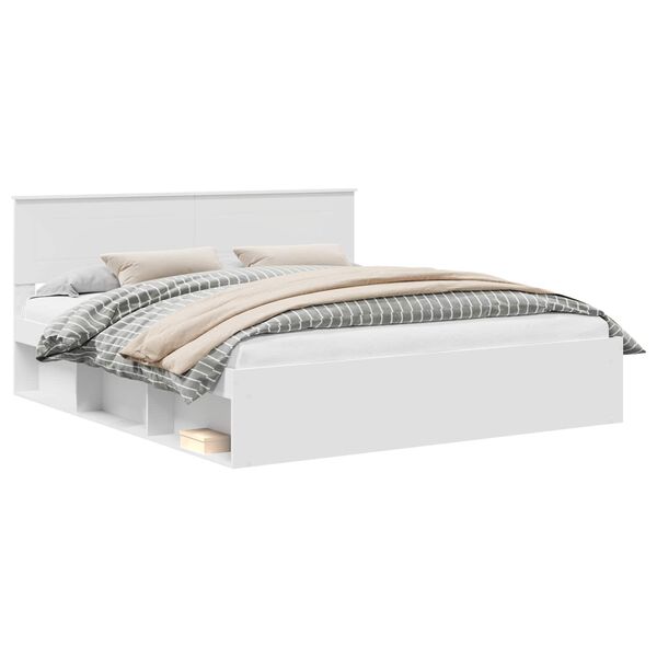 vidaXL Lovos rėmas su galvūgalio Balta 180 x 200 cm Apdirbta mediena