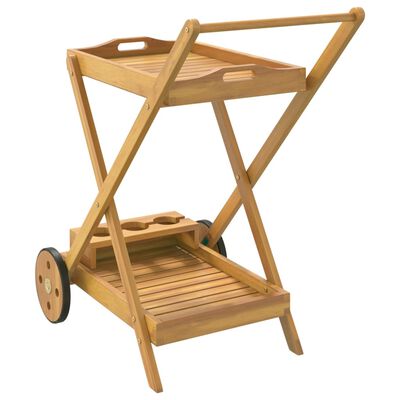 vidaXL Arbatos vežimėlis, 54x87x90cm, akacijos medienos masyvas