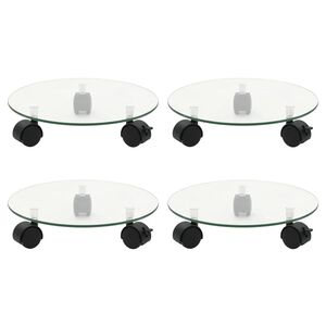 vidaXL Padėklai su ratukais augalams, 4vnt., 28cm, stiklas