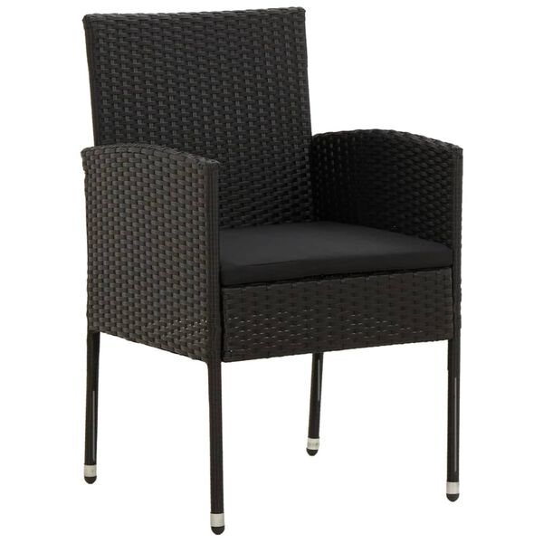 vidaXL Lauko valgomojo komplektas, 5 dalių, juodas, poliratanas