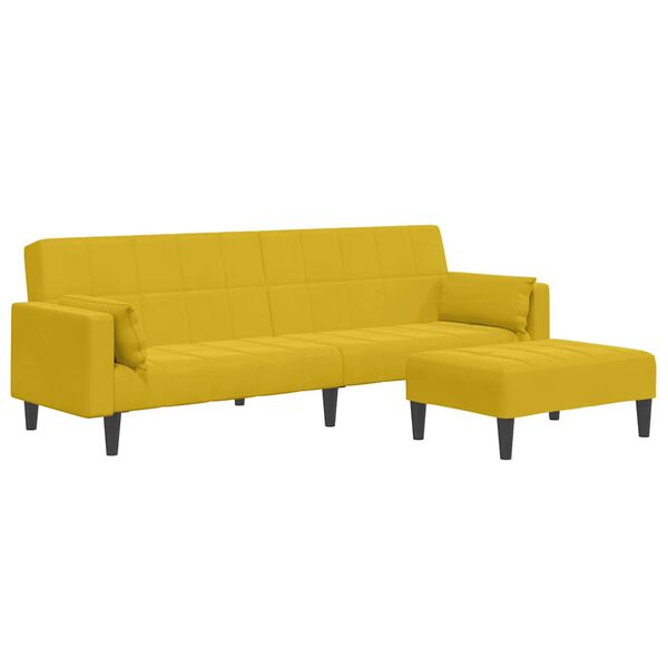 vidaXL Dvivietė sofa-lova su pakoja, geltonos spalvos, aksomas