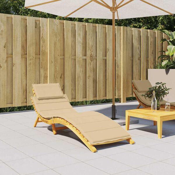 vidaXL Saulės gulto čiužinukas, smėlio, 186x58x4cm, audinys