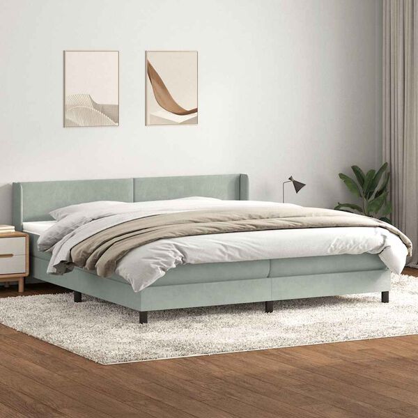 vidaXL Box Spring Lova su čiužiniu &Scaron;viesiai pilka 180x220 cm aksomas